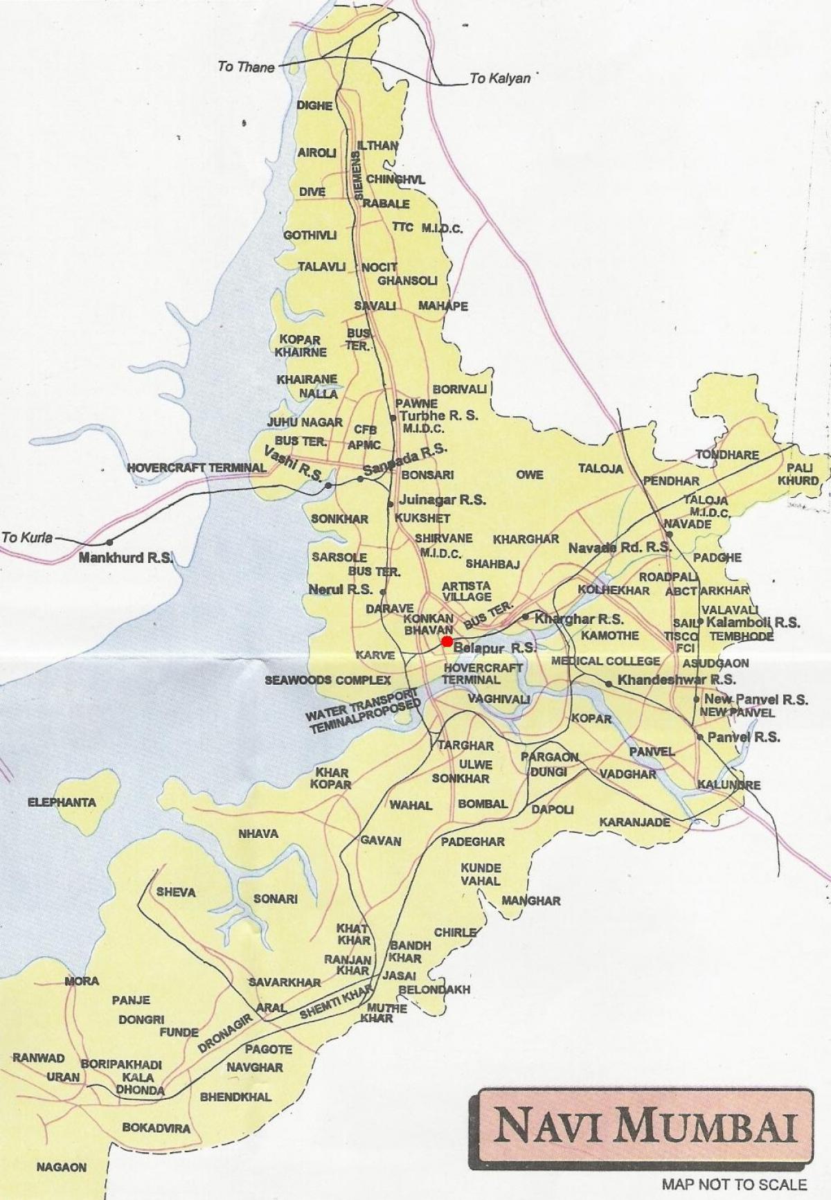 mappa di navi Mumbai, la città