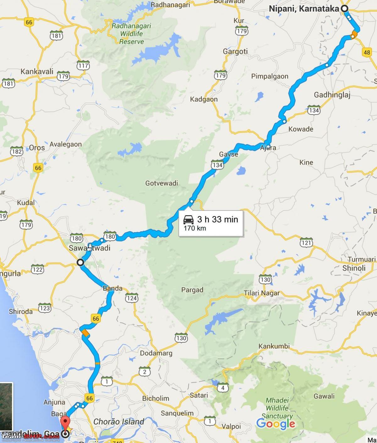 Mumbai a goa autostrada mappa