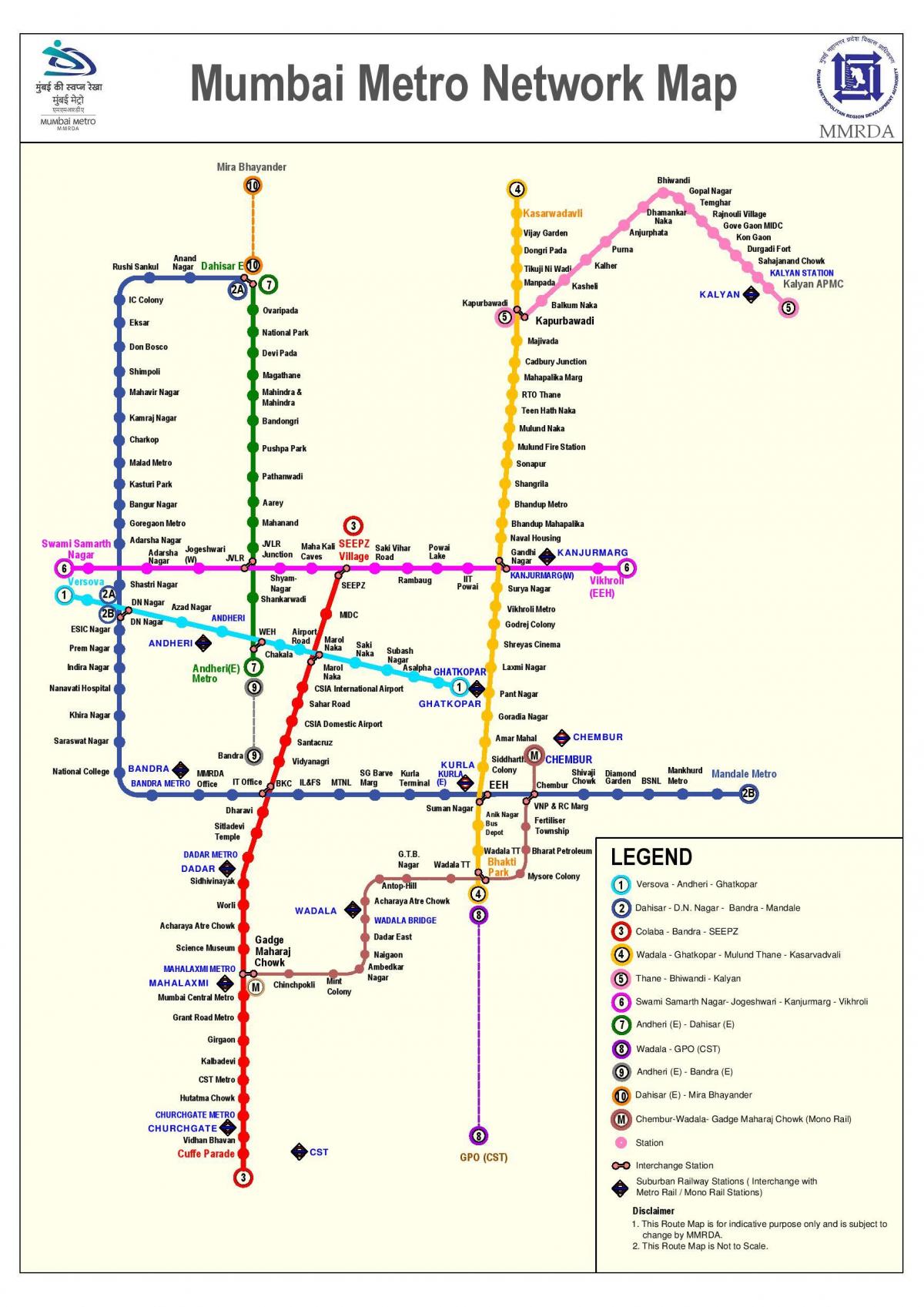 Mumbai metro mappa del percorso