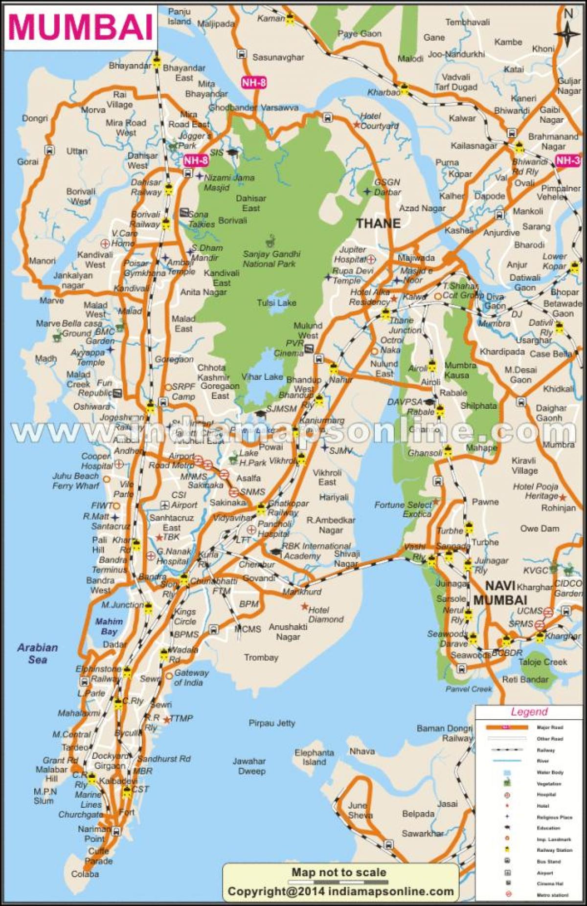 mappa fisica di Mumbai