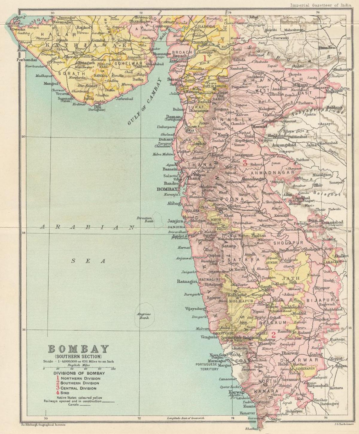 mappa di presidenza Bombay