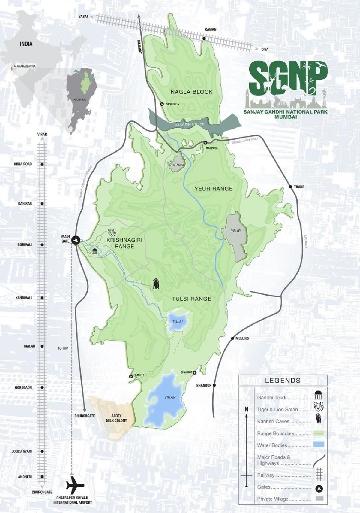 mappa di parco nazionale sanjay gandhi