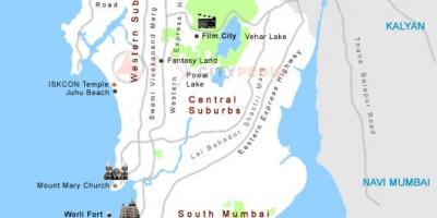 Mappa di Mumbai luoghi turistici