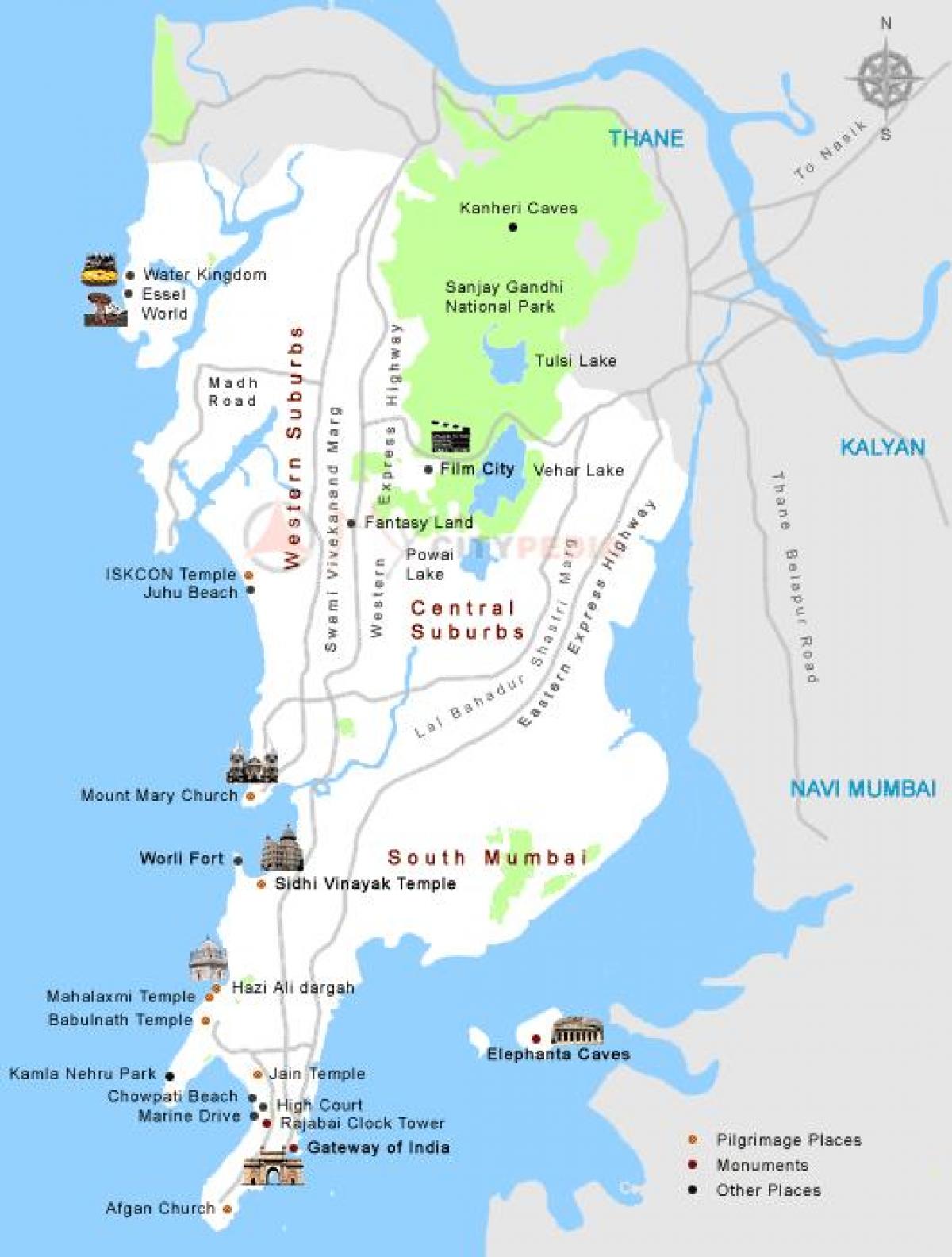 Bombay città mappa turistica