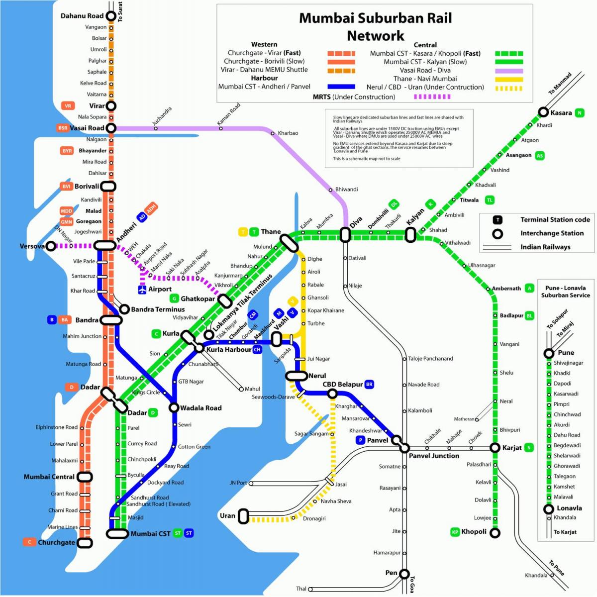 Bombay treno locale per la mappa del percorso