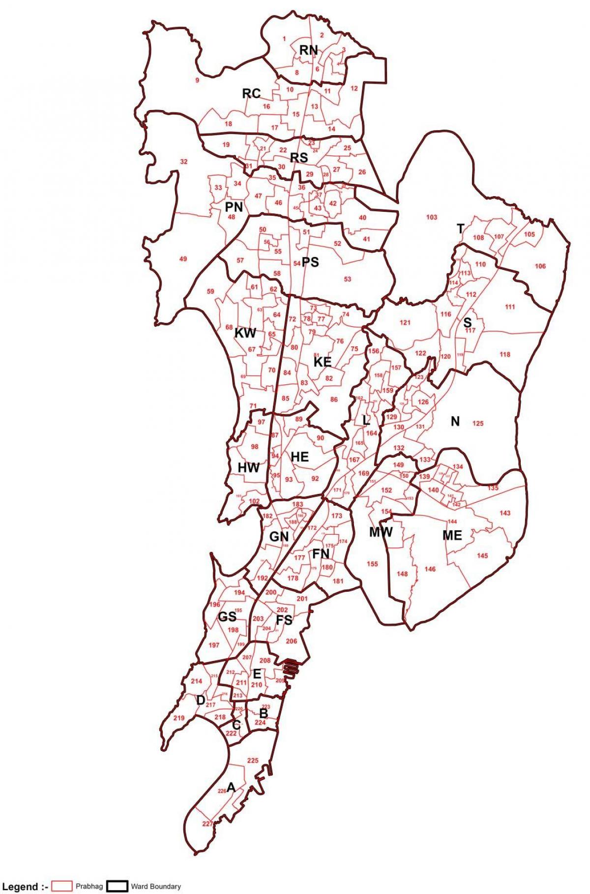 mappa del quartiere di Mumbai
